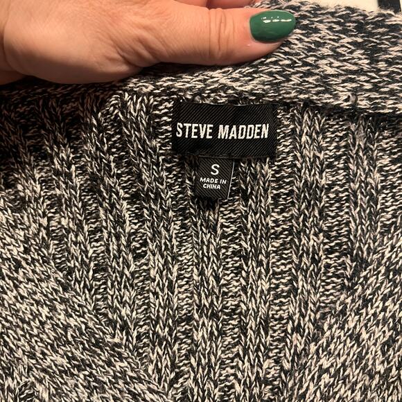 NEW Steve Madden Black Two-tone Button-up Rib Cardigan Sweater Size Small - Picture 4 of 8